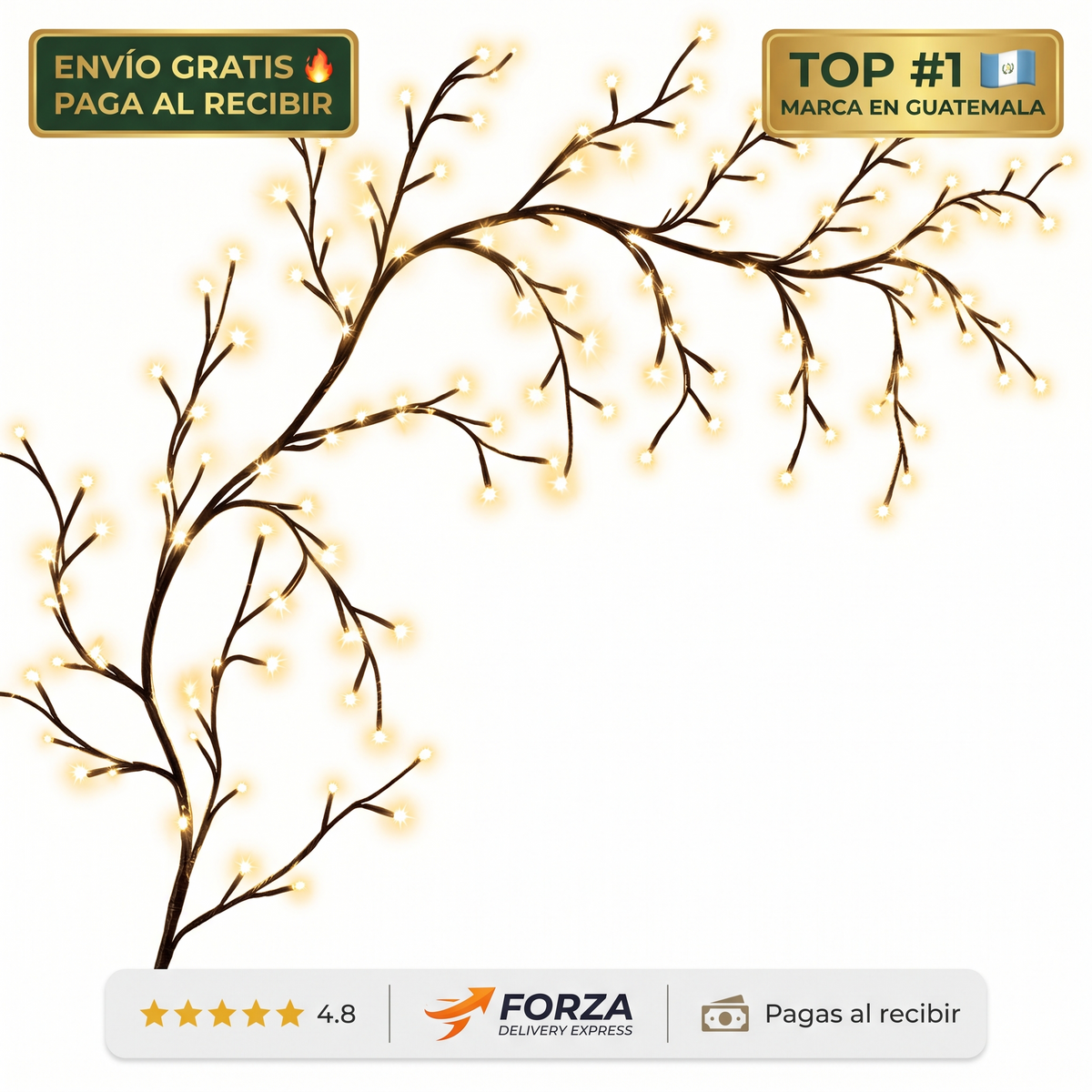 Luz de rama artificial – Ambiente cálido en tu pared