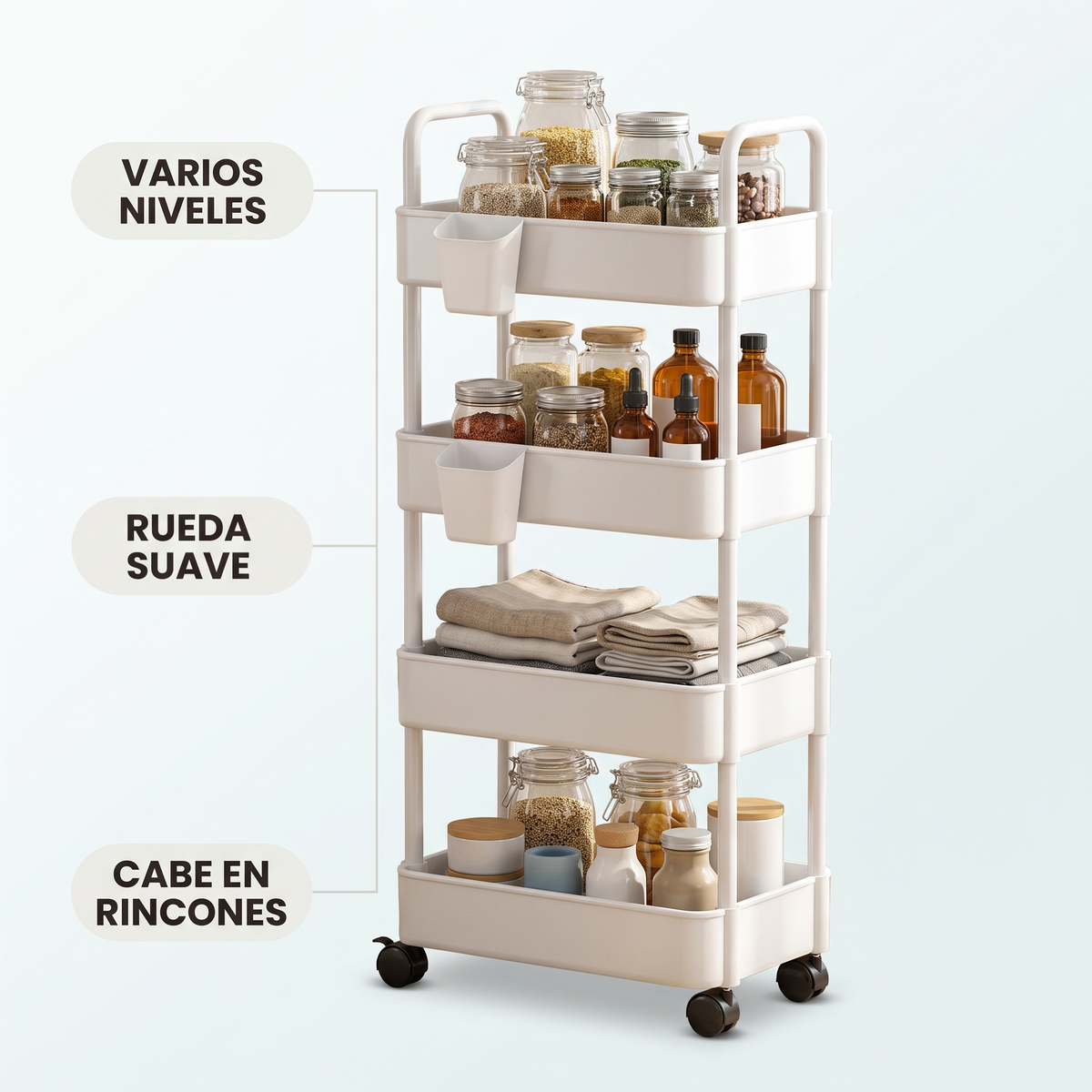Carrito organizador con ruedas – orden en cada rincón