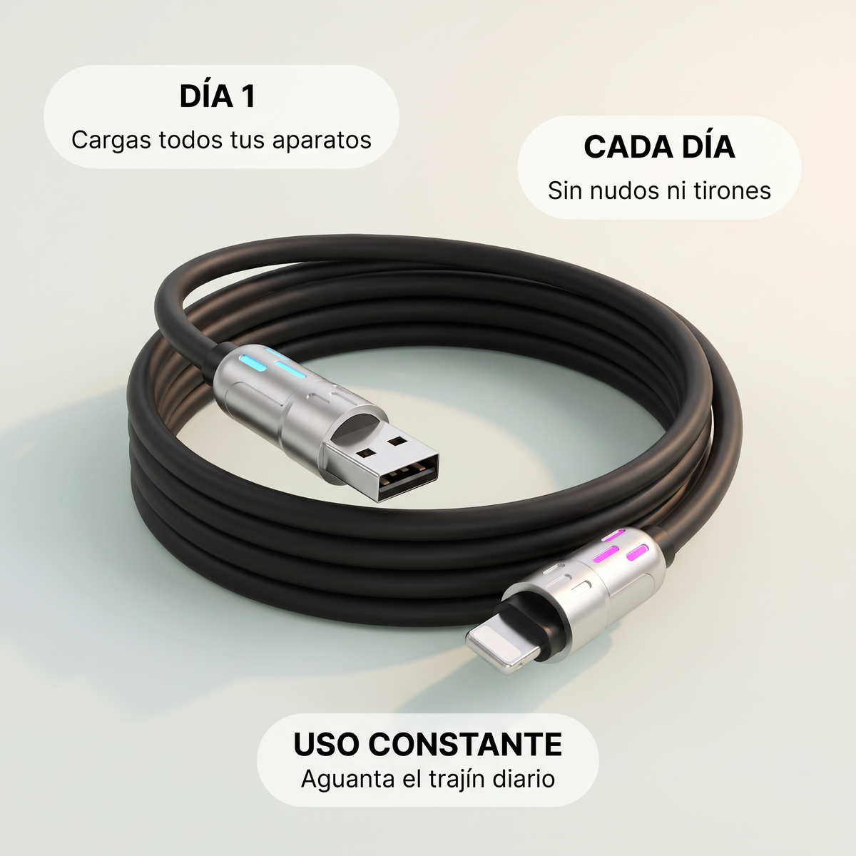 Cable de carga 4 en 1 tipo C – Carga rápida para todo