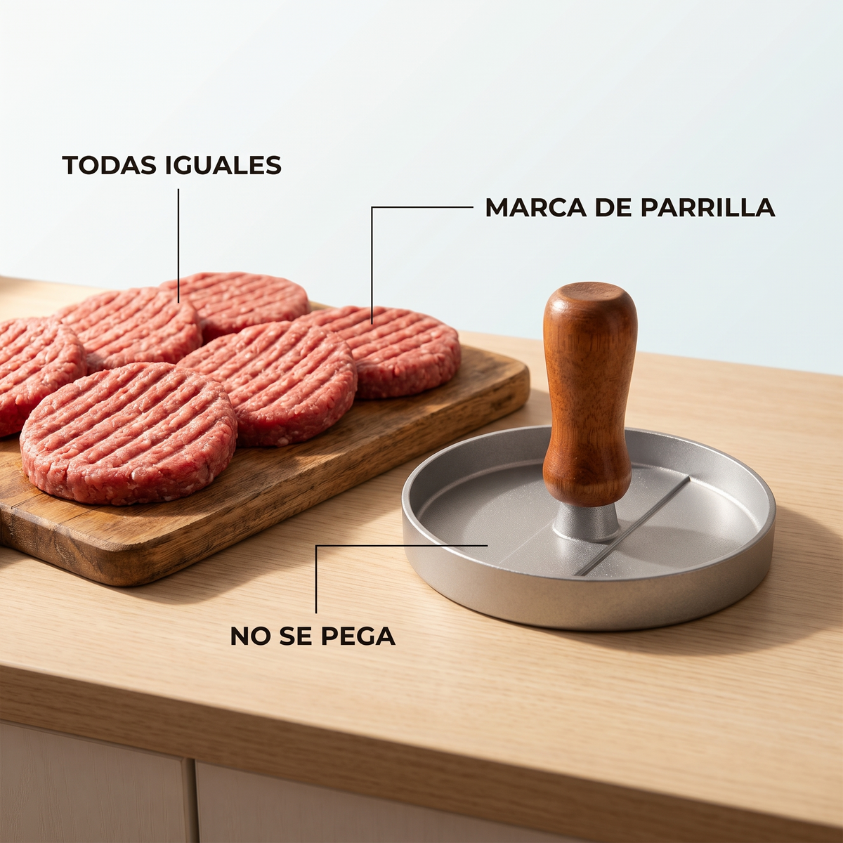 Molde prensador de hamburguesas – medallones parejos siempre