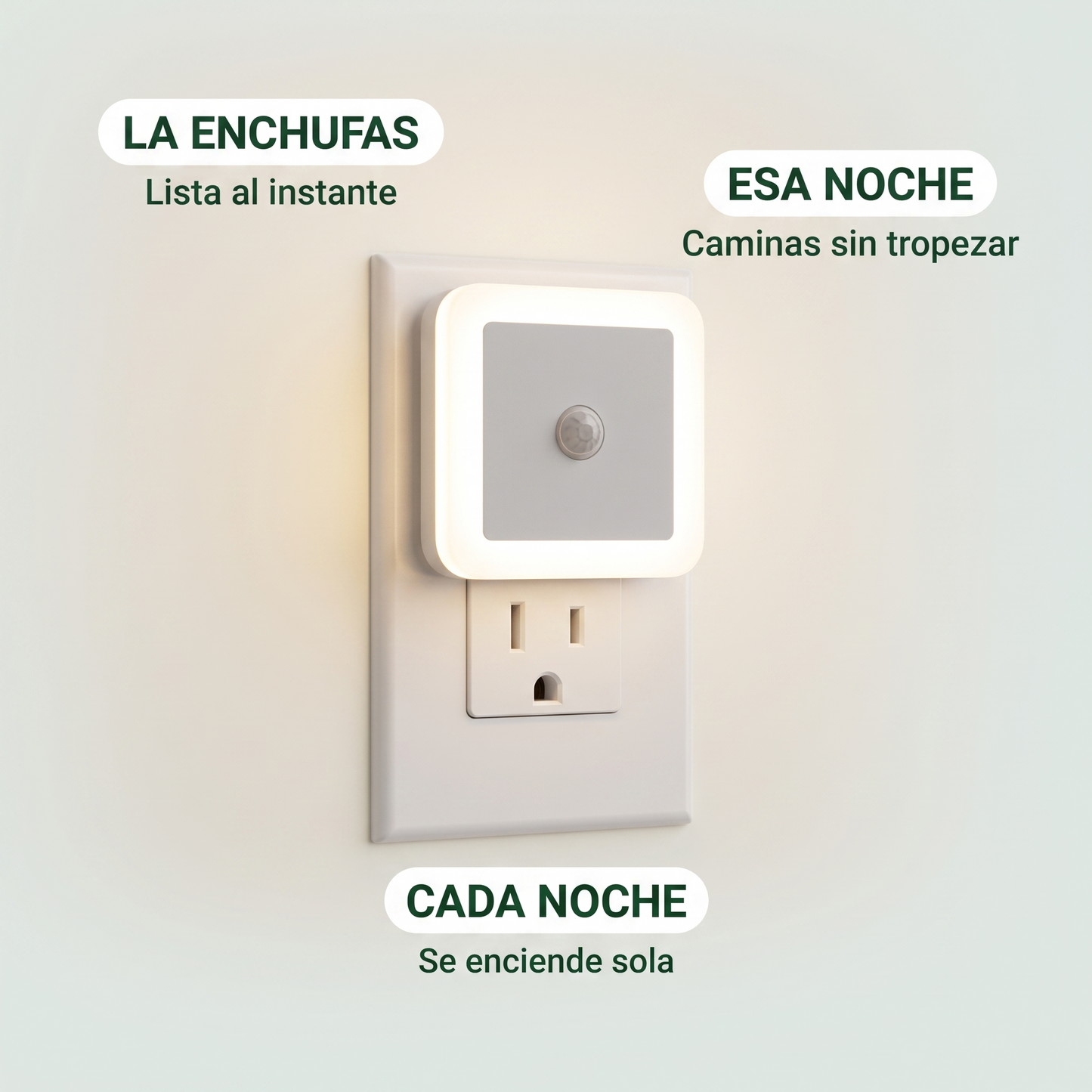 6x1 Luces nocturnas LED con sensor automático – enciende sola al oscurecer