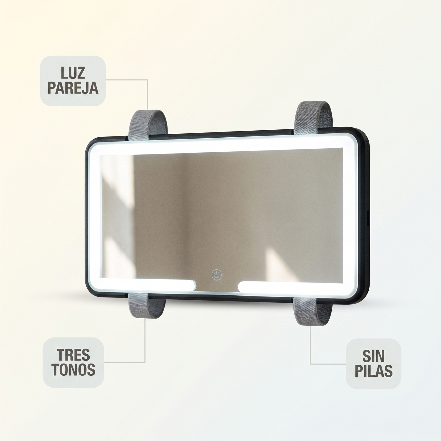 Espejo de visera con luz LED recargable – maquíllate en tu carro