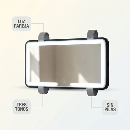 Espejo de visera con luz LED recargable – maquíllate en tu carro