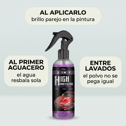 Spray cerámico 3 en 1 – limpia, brilla y protege tu carro