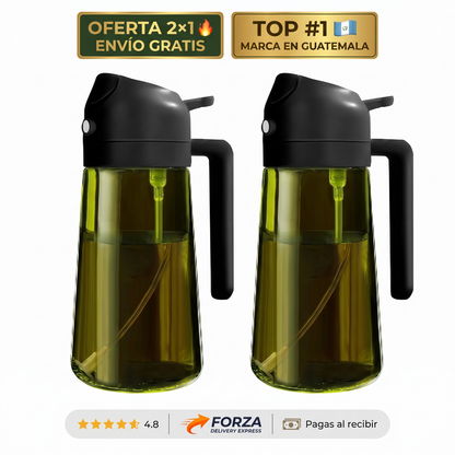 Dispensador de aceite 2 en 1 – rocía o vierte sin goteo