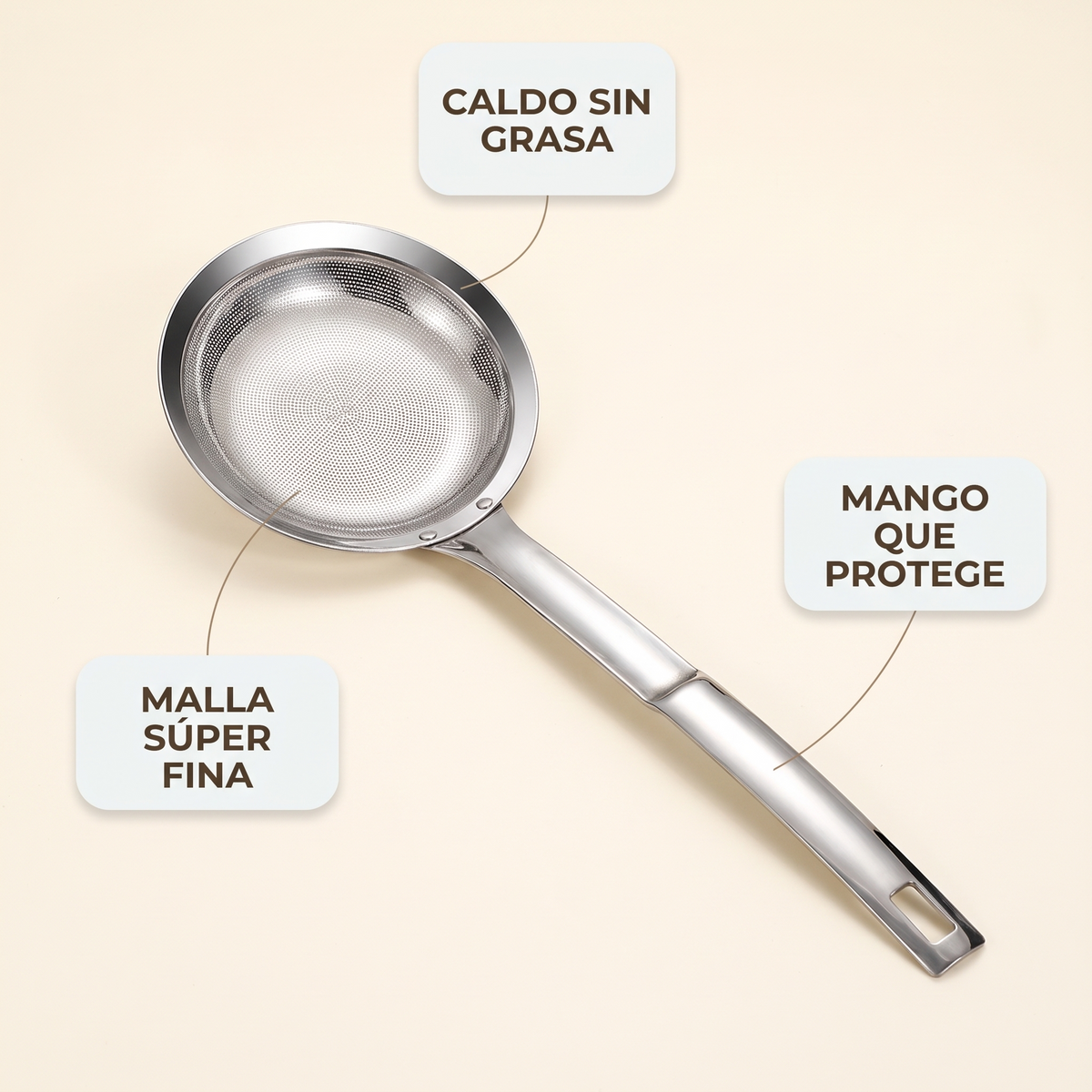 2x1 Colador espumadera de acero inoxidable – caldos sin grasa