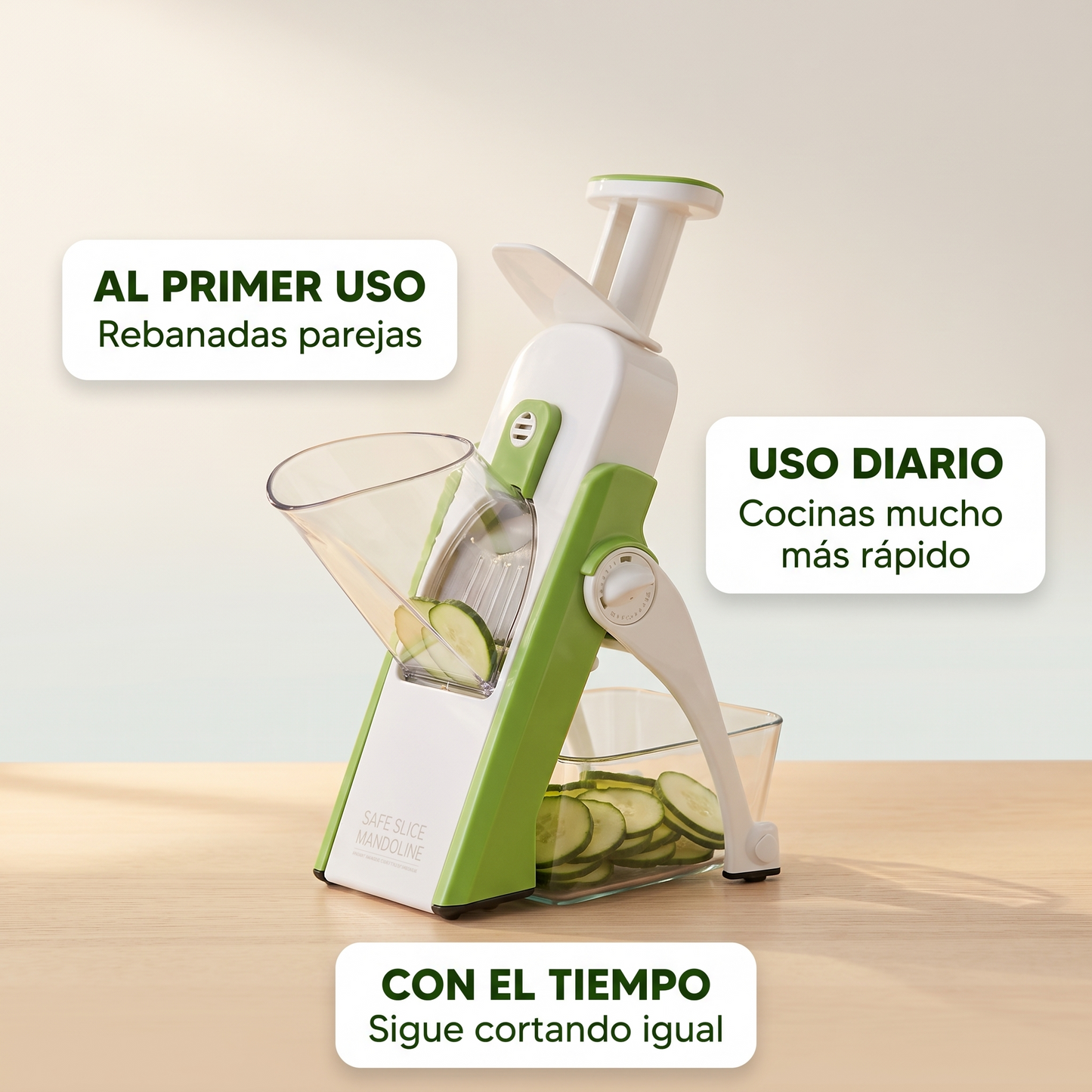 Cortador de verduras manual – rebanadas parejas y seguras