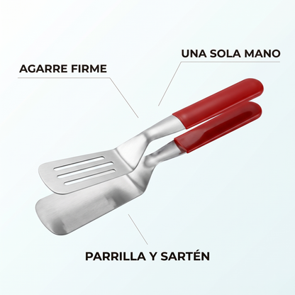 2x1 Espátula pinza de acero inoxidable – Voltea y sujeta la carne