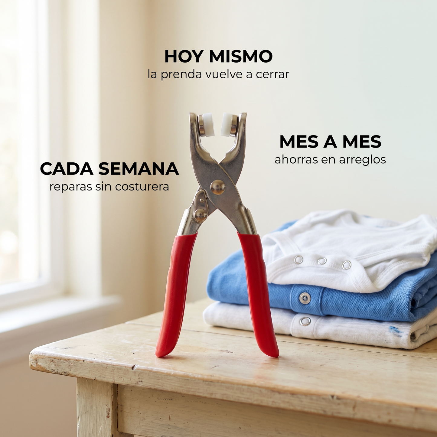 Kit de botones de presión con alicate – repara sin coser