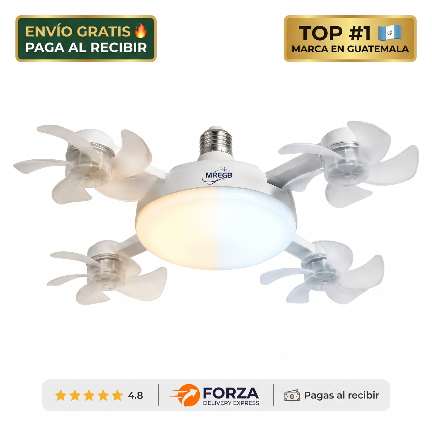 Ventilador de techo con luz – aire fresco sin instalación
