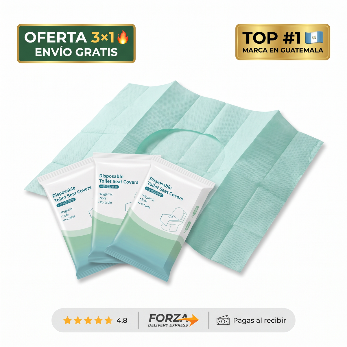 3x1 Pack 10 Cubre asientos desechables para inodoro – Higiene fuera de casa