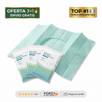 3x1 Pack 10 Cubre asientos desechables para inodoro – Higiene fuera de casa
