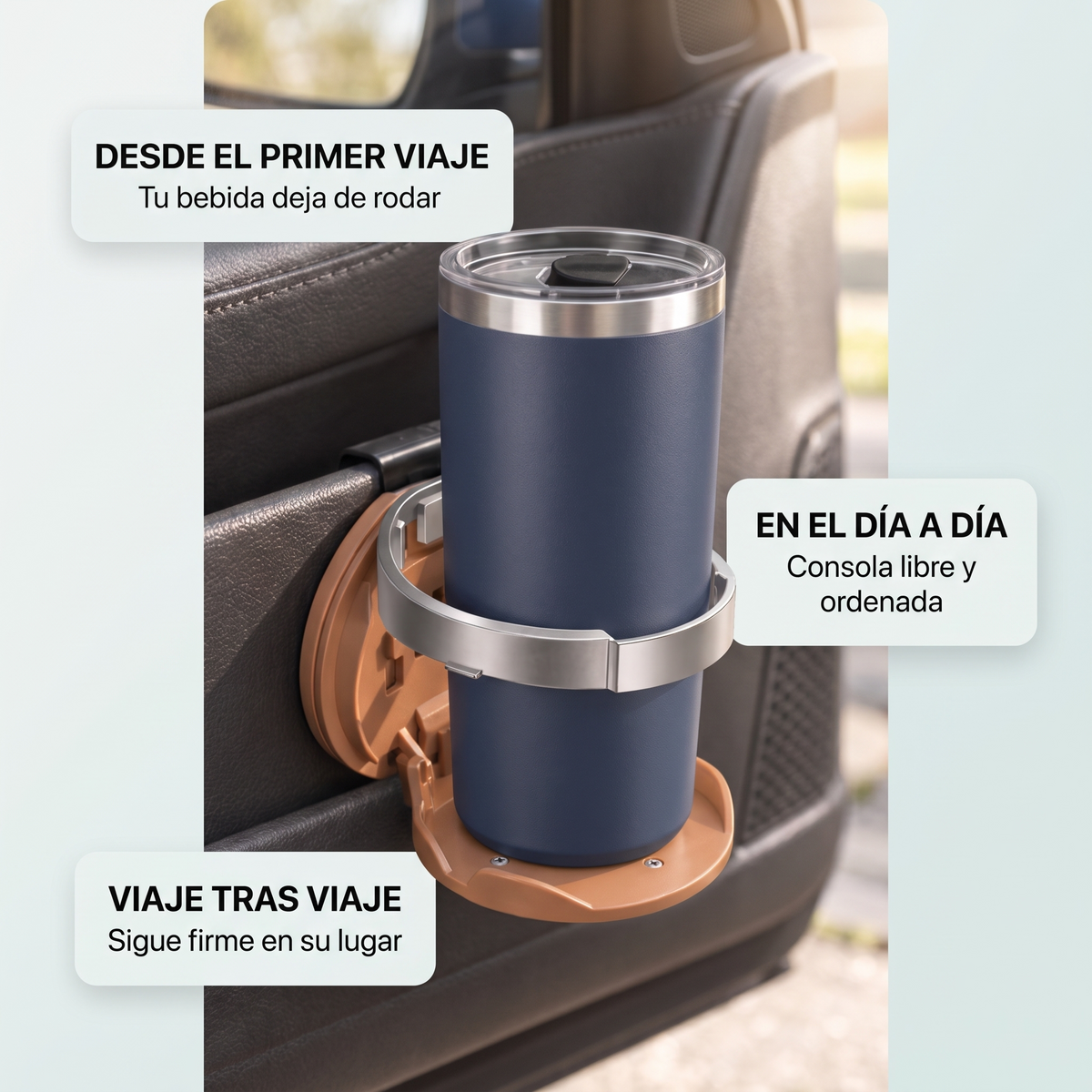 Portavasos plegable para puerta de coche – sin taladrar