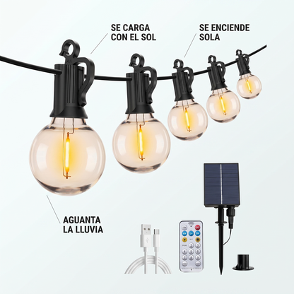 Guirnalda solar LED para exteriores – Ilumina tu patio sin cables
