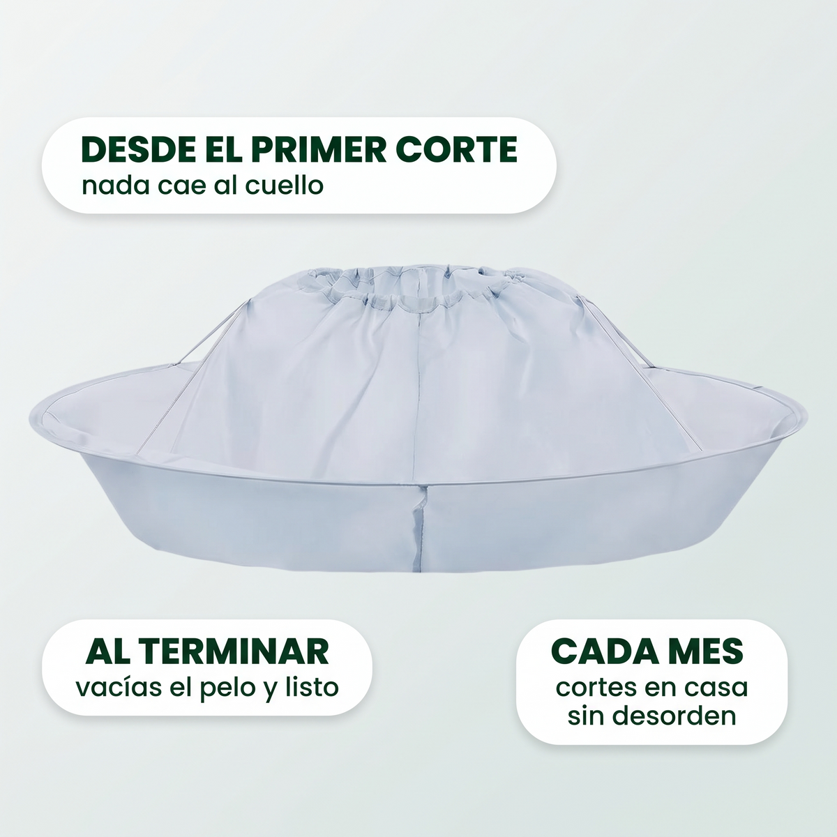 Capa atrapapelo para cortar cabello – adiós a barrer
