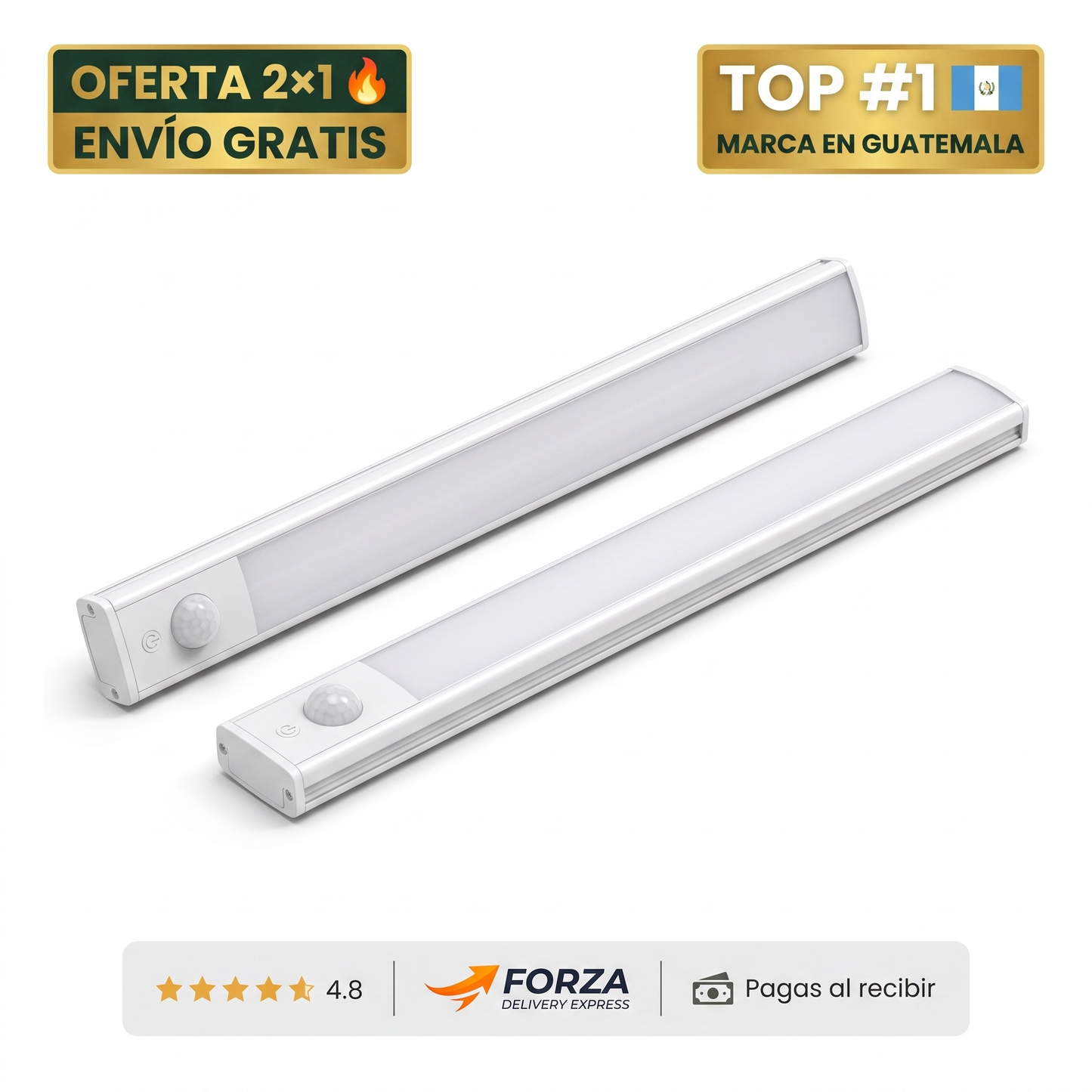 2x1 Lámparas LED con sensor de movimiento – luz automática sin cables