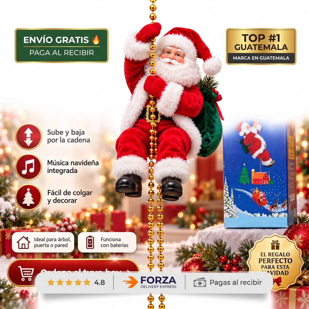 Papá Noel escalador musical – Sube y baja solo