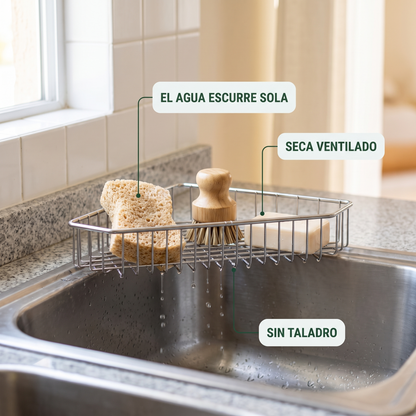 2x1 Repisa esquinera de acero inoxidable – Organiza tu fregadero