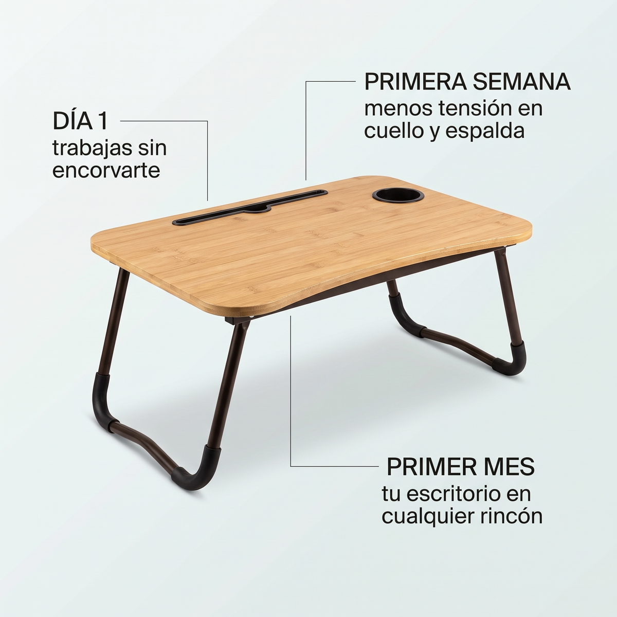 Mesa plegable para cama y laptop – trabaja cómodo sin dolor