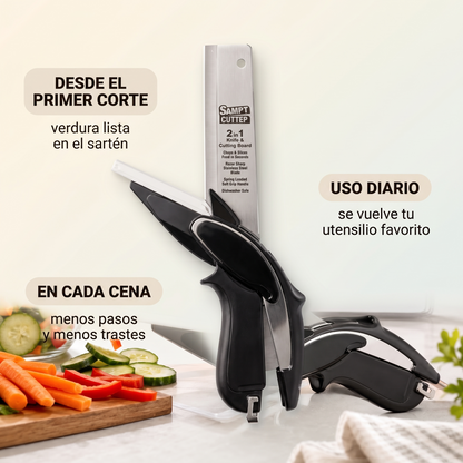 Cortador de cocina 2 en 1 con tabla – Pica y sirve en segundos