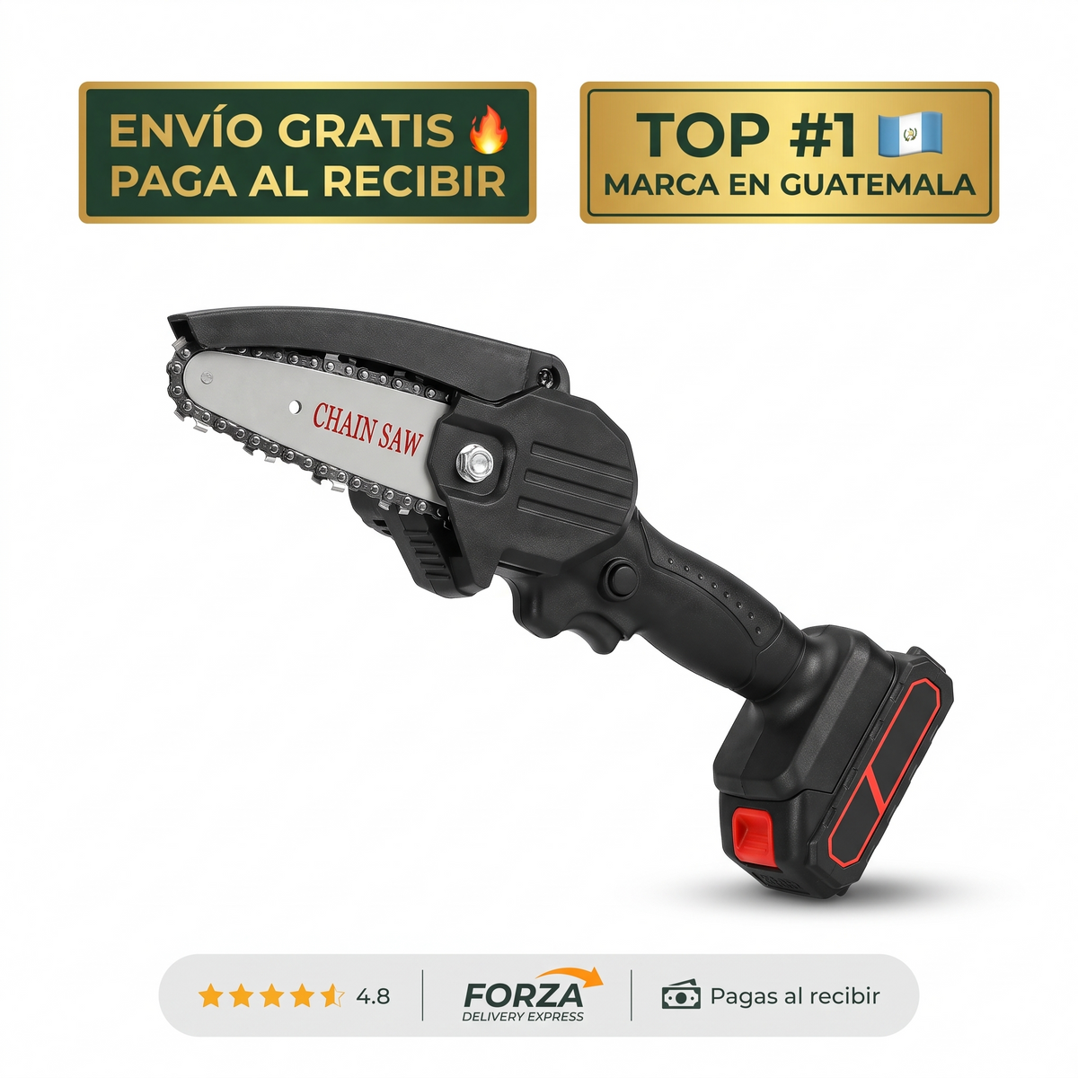 Mini sierra eléctrica a batería – Corta ramas con una mano