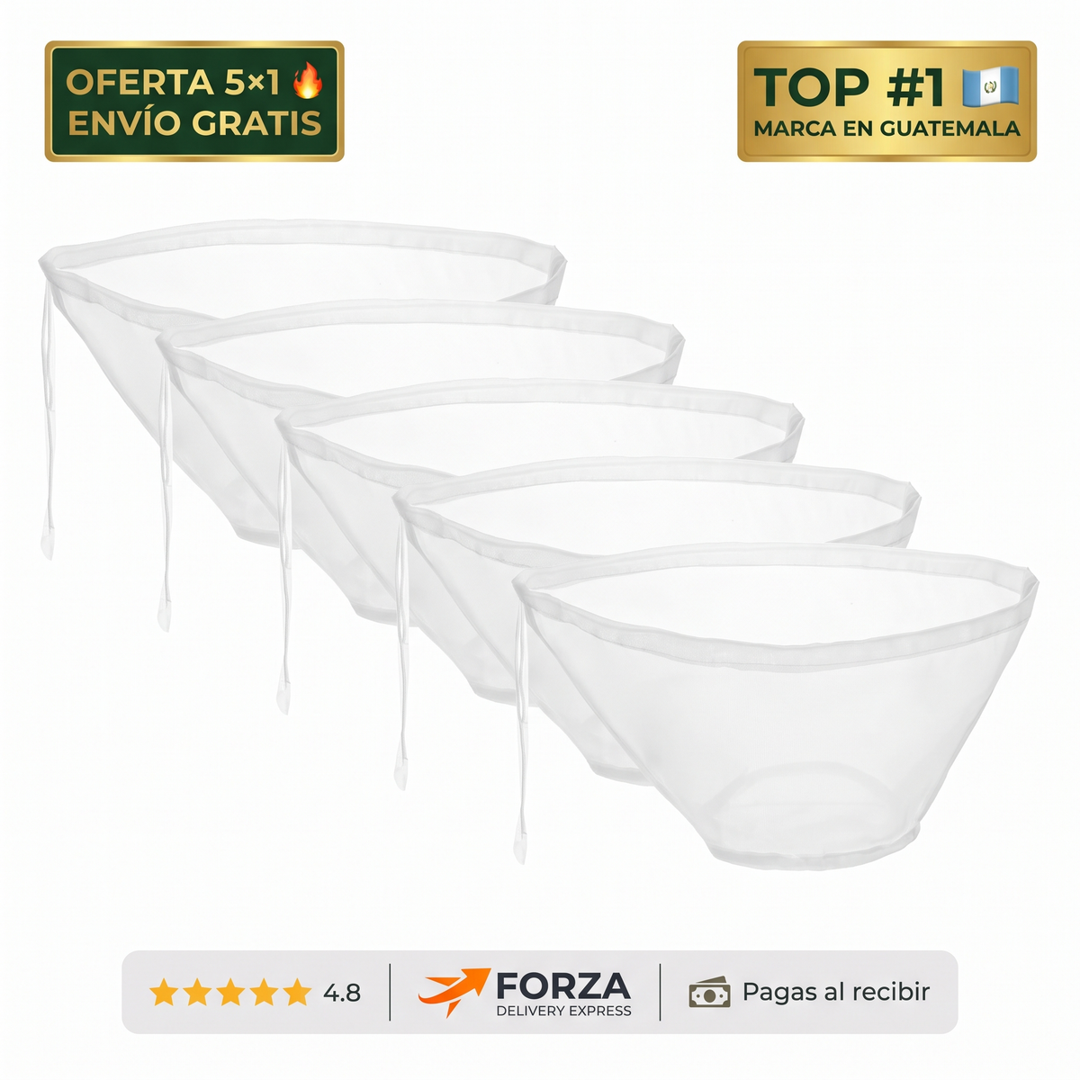 Pack 5 Bolsas coladoras de malla fina – leche vegetal sin pulpa