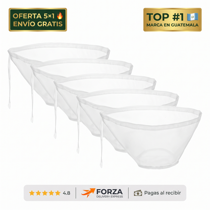 Pack 5 Bolsas coladoras de malla fina – leche vegetal sin pulpa