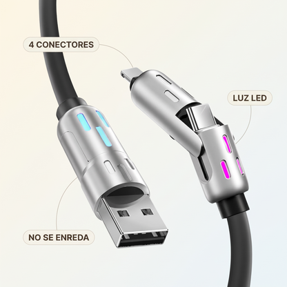 Cable de carga 4 en 1 tipo C – Carga rápida para todo