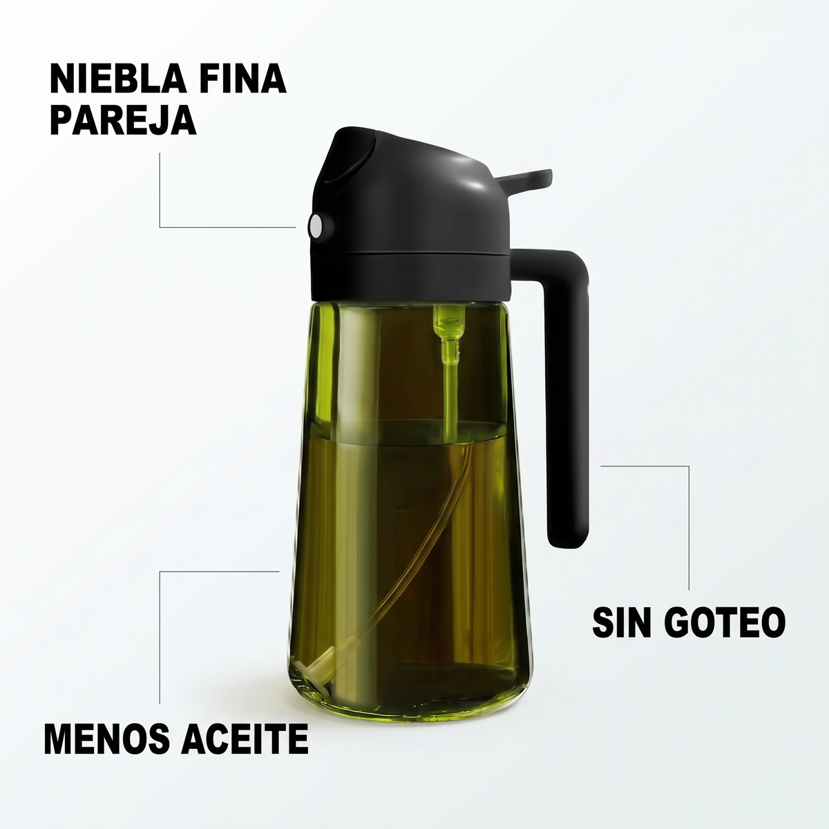 Dispensador de aceite 2 en 1 – rocía o vierte sin goteo