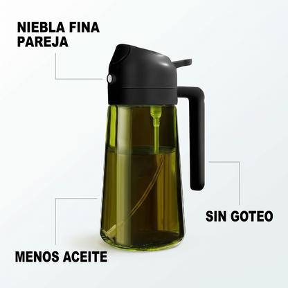 Dispensador de aceite 2 en 1 – rocía o vierte sin goteo