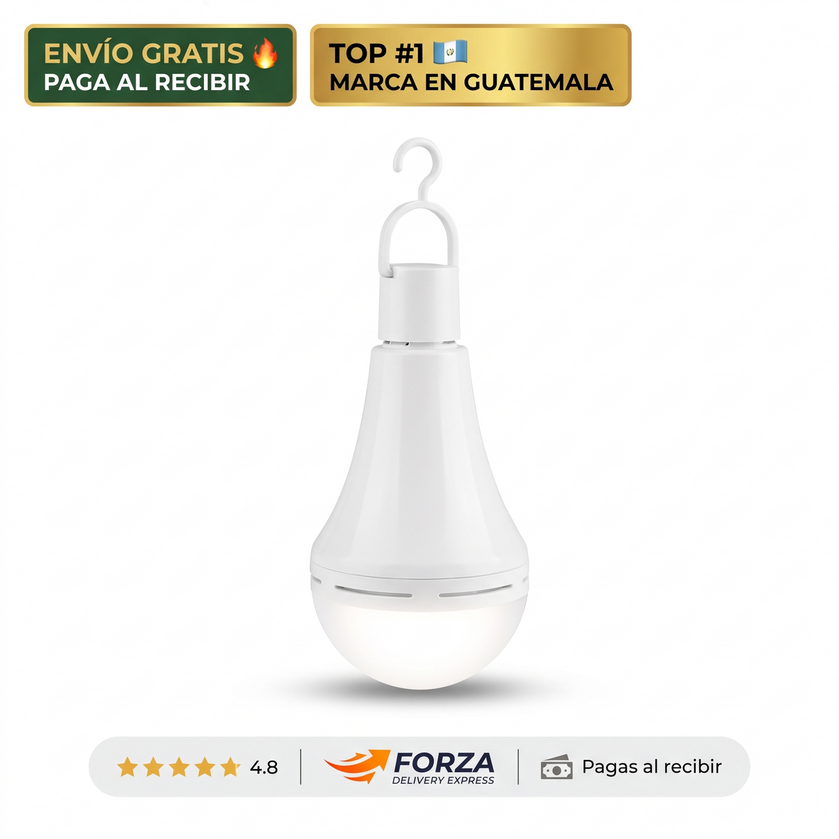 Foco LED portátil recargable con gancho – luz en apagones