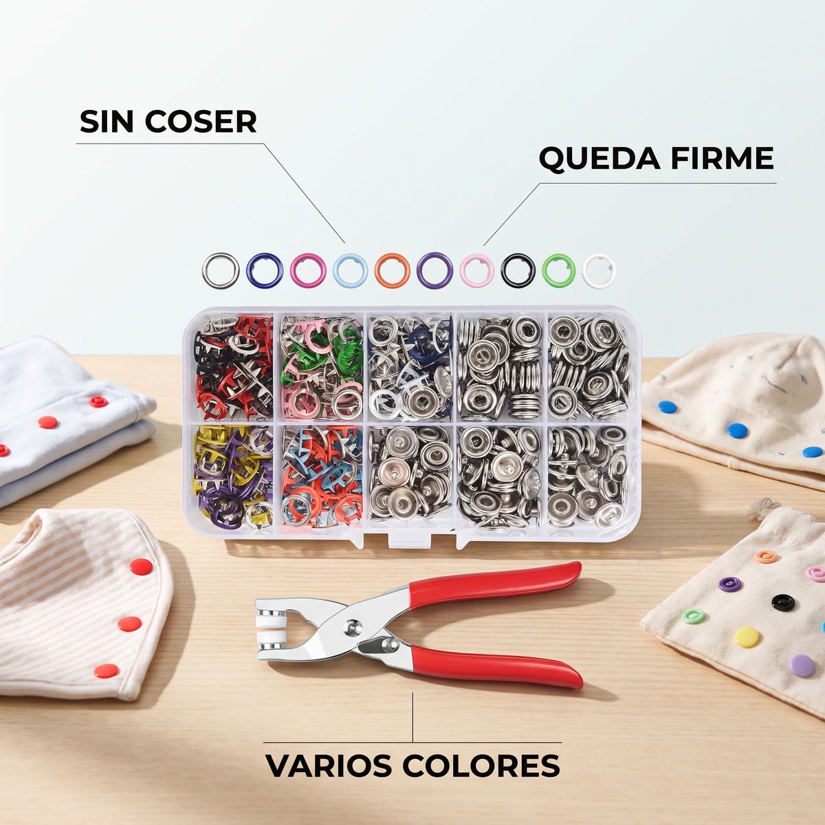 Kit de botones a presión con alicate – repara sin coser