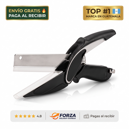 Cortador de cocina 2 en 1 con tabla – Pica y sirve en segundos