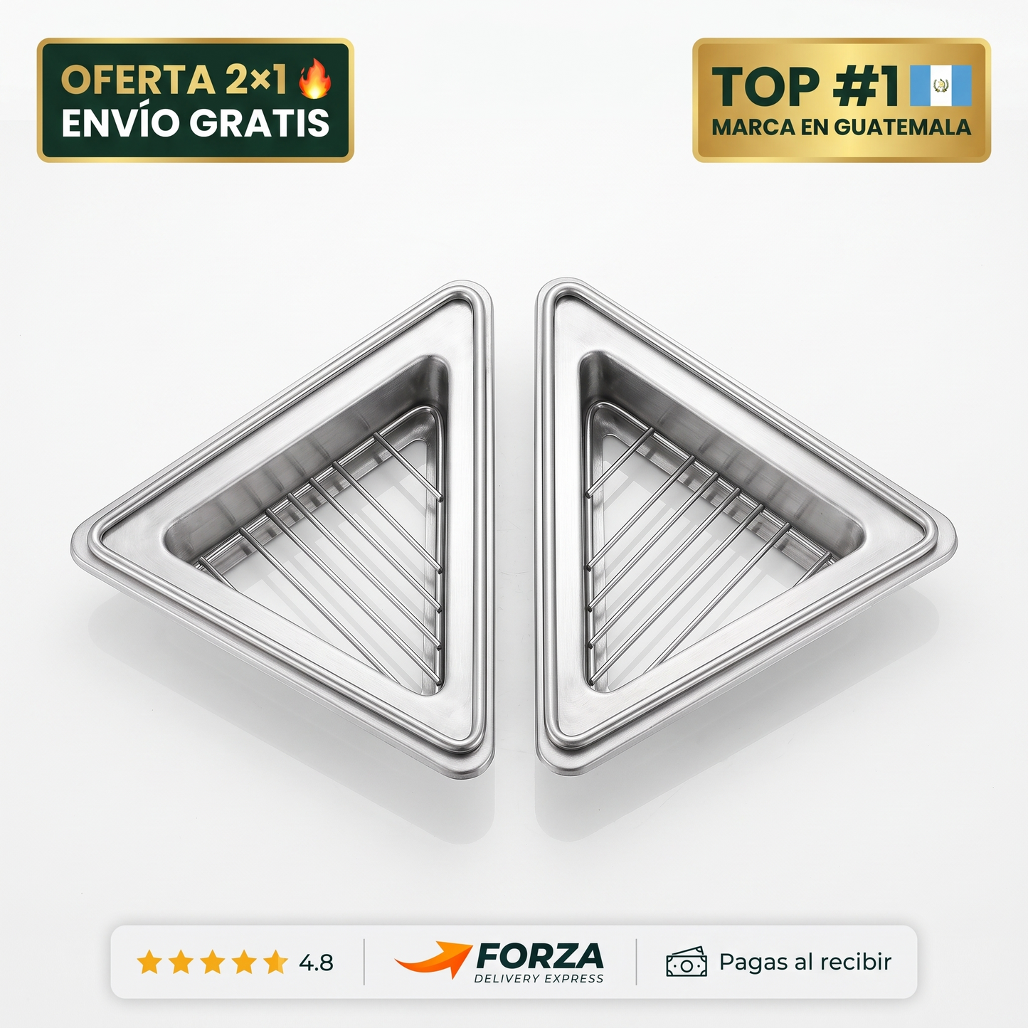 2x1 Repisa esquinera de acero inoxidable – Organiza tu fregadero