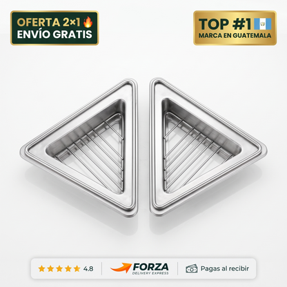 2x1 Repisa esquinera de acero inoxidable – Organiza tu fregadero