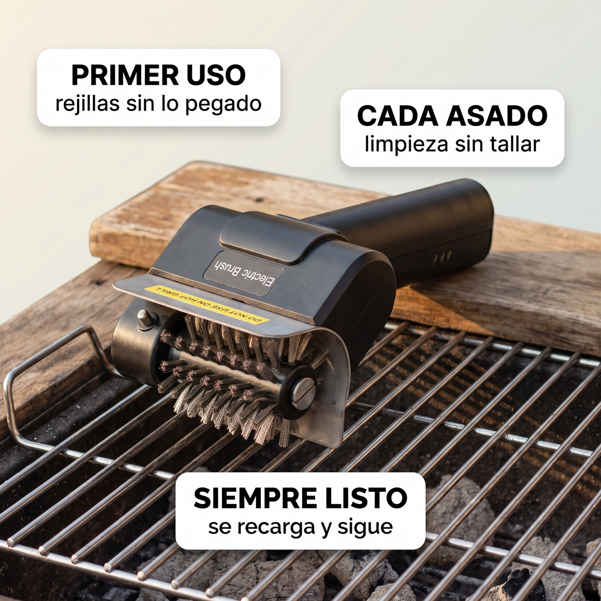 Cepillo eléctrico para parrilla – Limpia sin tallar a mano