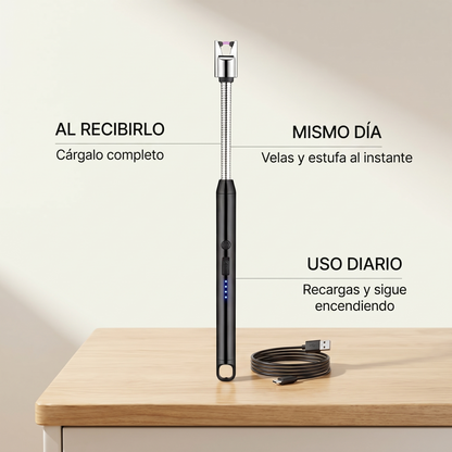 Encendedor eléctrico recargable USB – enciende sin gas ni viento